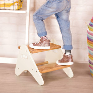 Peek-A-Boost Ivory Wooden Step Stool
