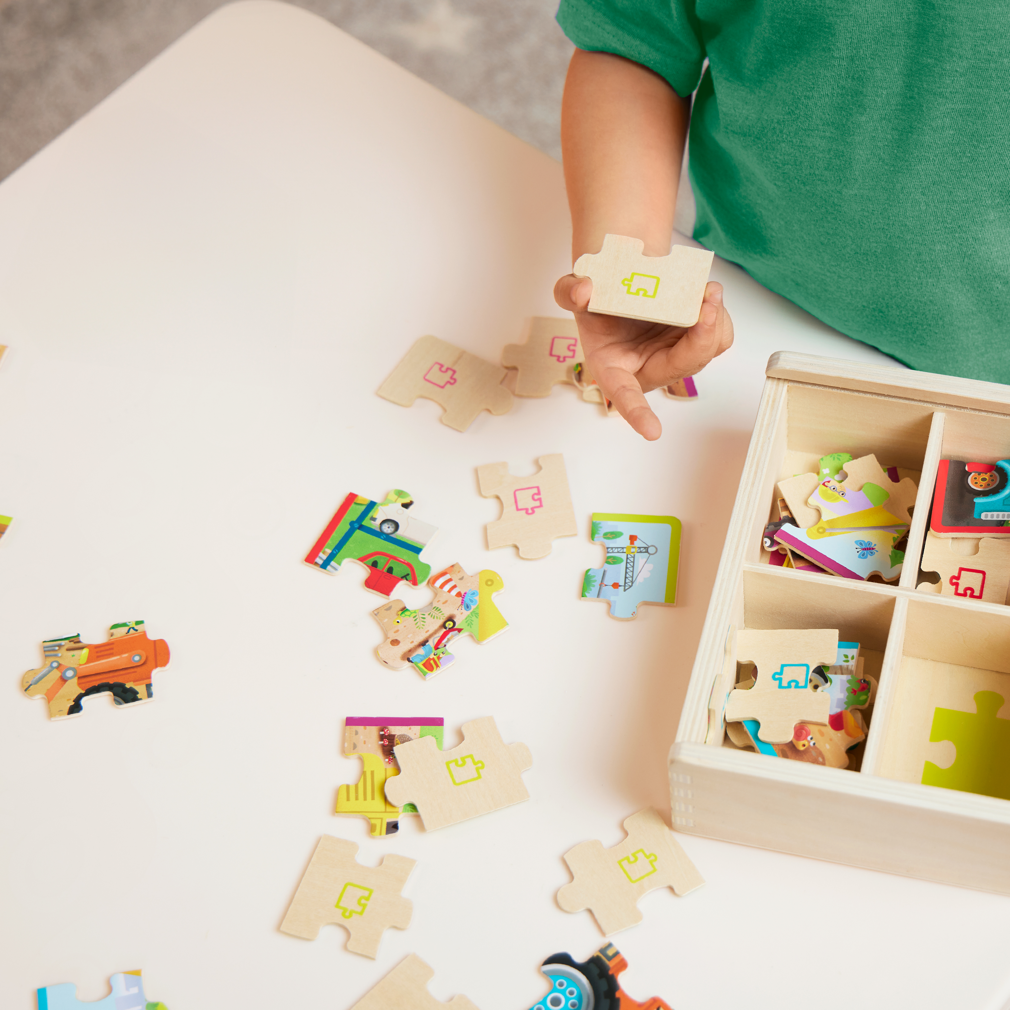 Timeless Wooden Floor Puzzle and Tactile Learning Set